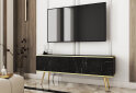 Изображение 2 - Тумба под ТВ Perfect Home Оро / Oro с 2 дверками 135 см, черный мрамор, золотые ножки