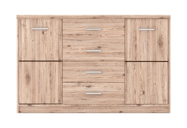 Фото Комод Гербор Шанталь 2-дверный с 4 ящиками 135 см, дуб сан-ремо светлый