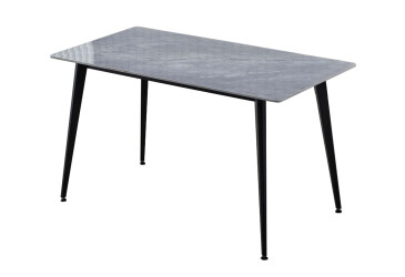 Фото Стол обеденный Intarsio Саба керамик / Saba ceramic 130х70 см, Серый глянец / черный каркас