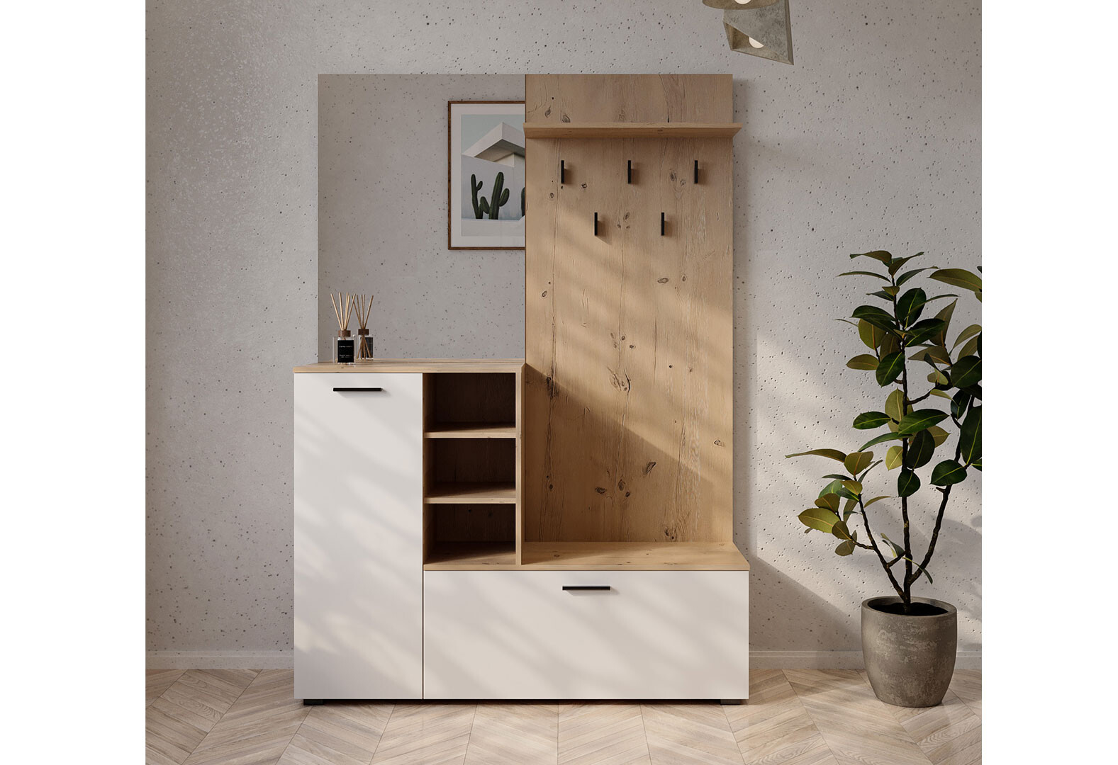 Фото 2 - Прихожая ВМК Ветланда II 140 см сосна античная / белый альпийский