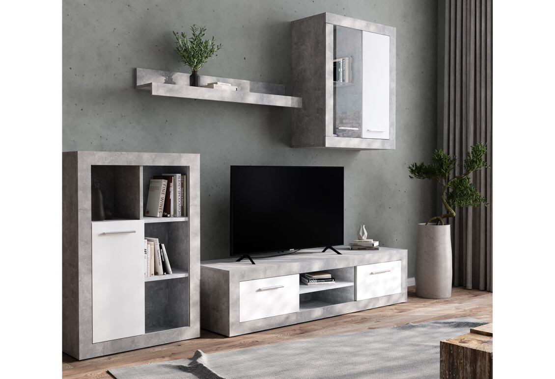 Фото Стенка ВМК Шакира 227 см бетон / нимфея альба