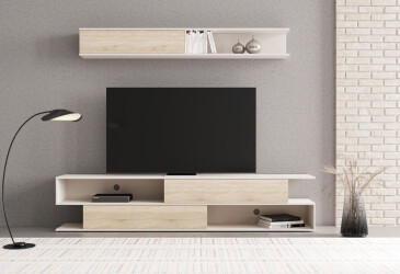 Фото Стенка Gerbor холдинг Брик 240 см, дуб сонома / кашемир