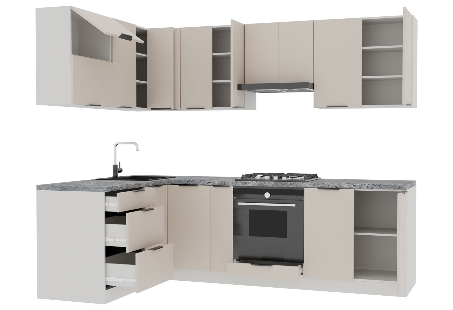 Фото 4 - Кухня Вип-Мастер Флэт Люкс 1.6х2.6, бежевый мат