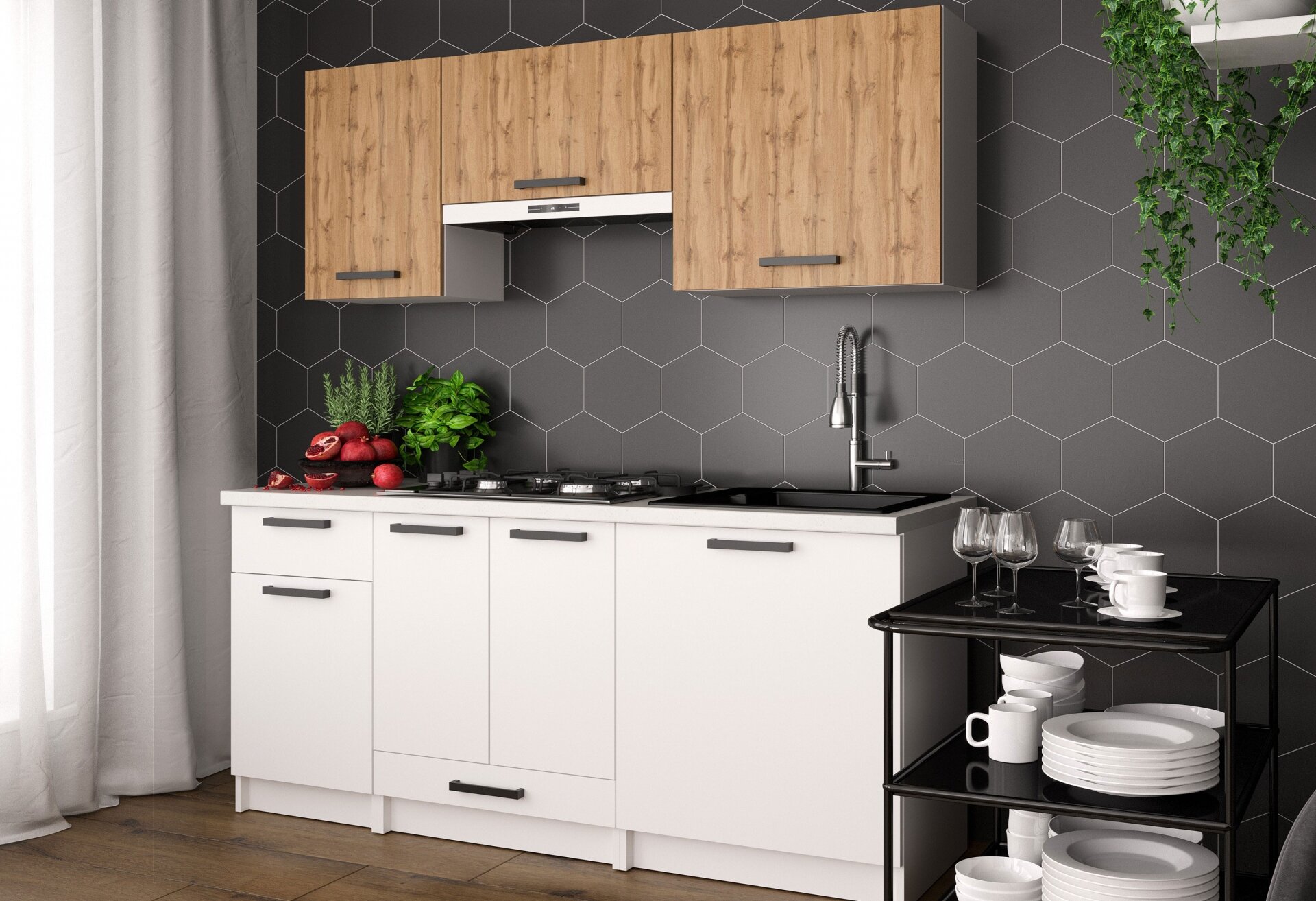 Фото 1 - Кухня Марта / Ніка New 1.6 Kredens furniture, білий / дуб тахо