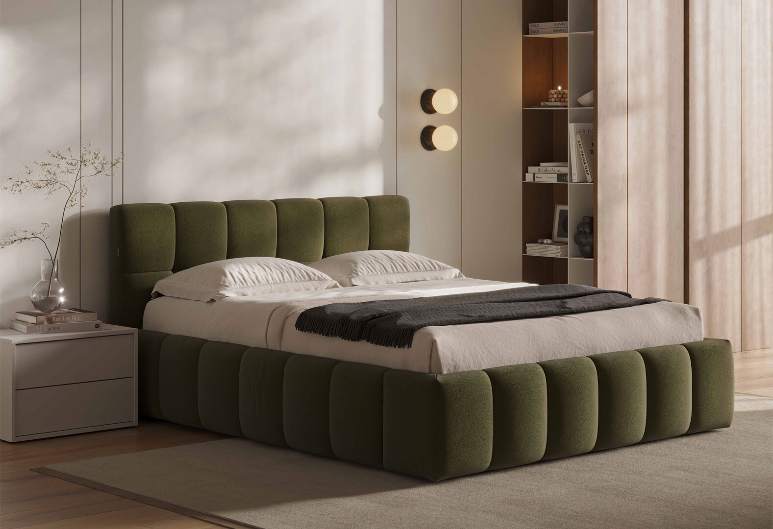 Фото 3 - Кровать-подиум МироМарк Тони 180x200 подъёмная с каркасом, оливка