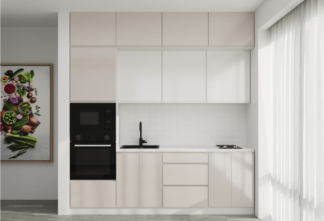 Фото Кухня VIP-master Интерно Глянец Люкс/ Interno Gloss Luxe 2.4 м, беж глянец / молочный глянец