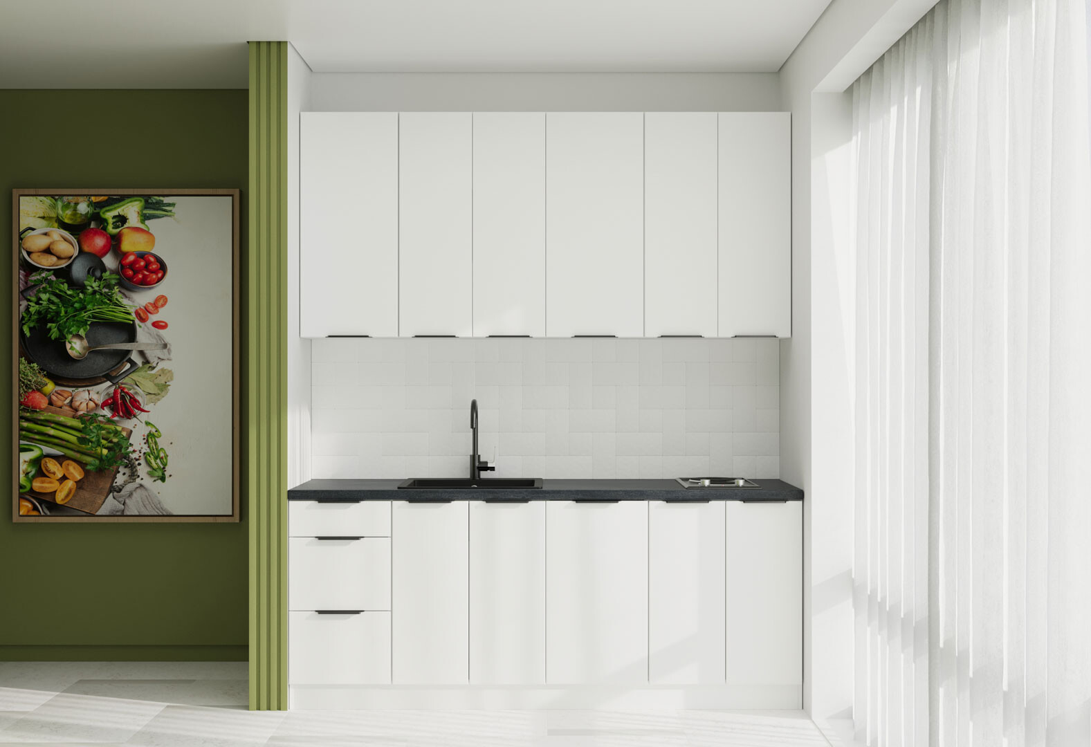 Фото 1 - Кухня VIP-master Флэт Люкс 2.0 м, белый / белый мат