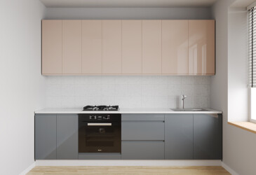 Фото Кухня Вип Мастер Интерно Люкс / Interno Luxe 260 см, беж глянец / серый глянец