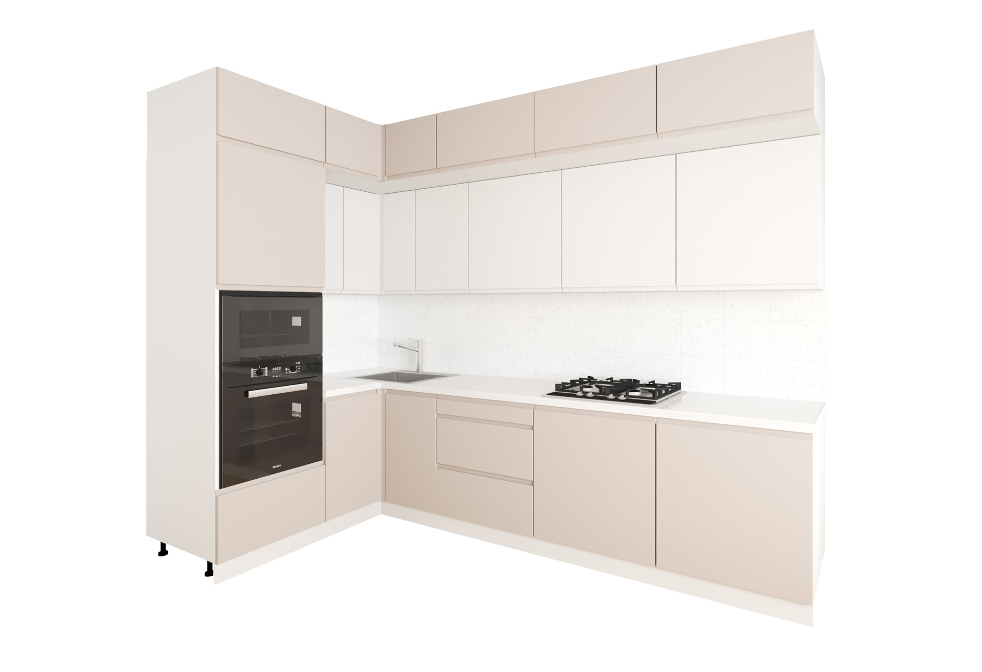 Фото 2 - Кухня угловая Вип-Мастер Интерно Люкс / Interno Luxe 160х280 см, беж мат / молочный