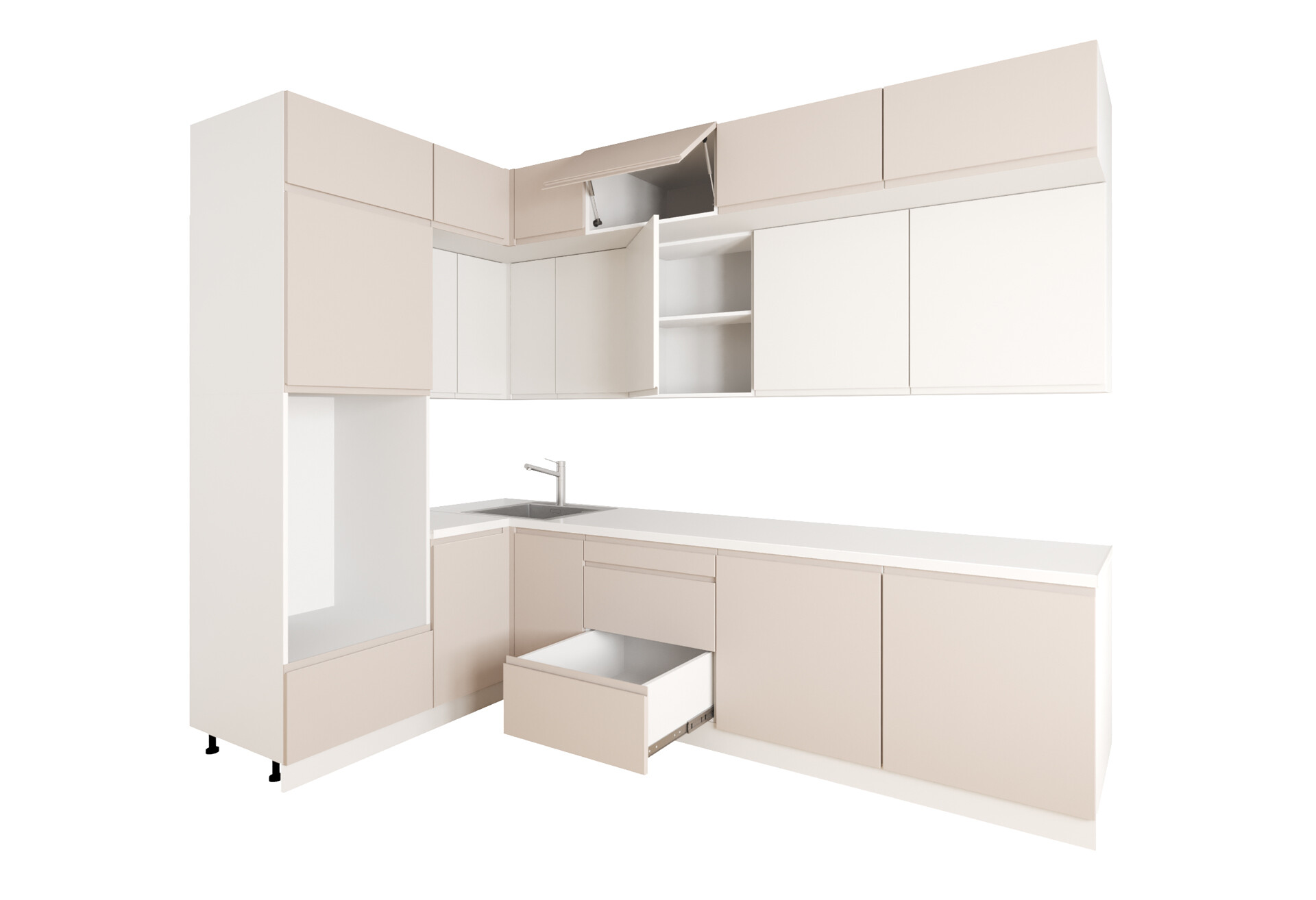 Фото 3 - Кухня угловая Вип-Мастер Интерно Люкс / Interno Luxe 160х280 см, беж мат / молочный