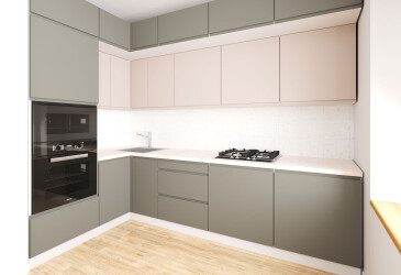 Фото Кухня угловая Вип-Мастер Интерно Люкс / Interno Luxe 160х280 см, темно-серый мат / беж мат