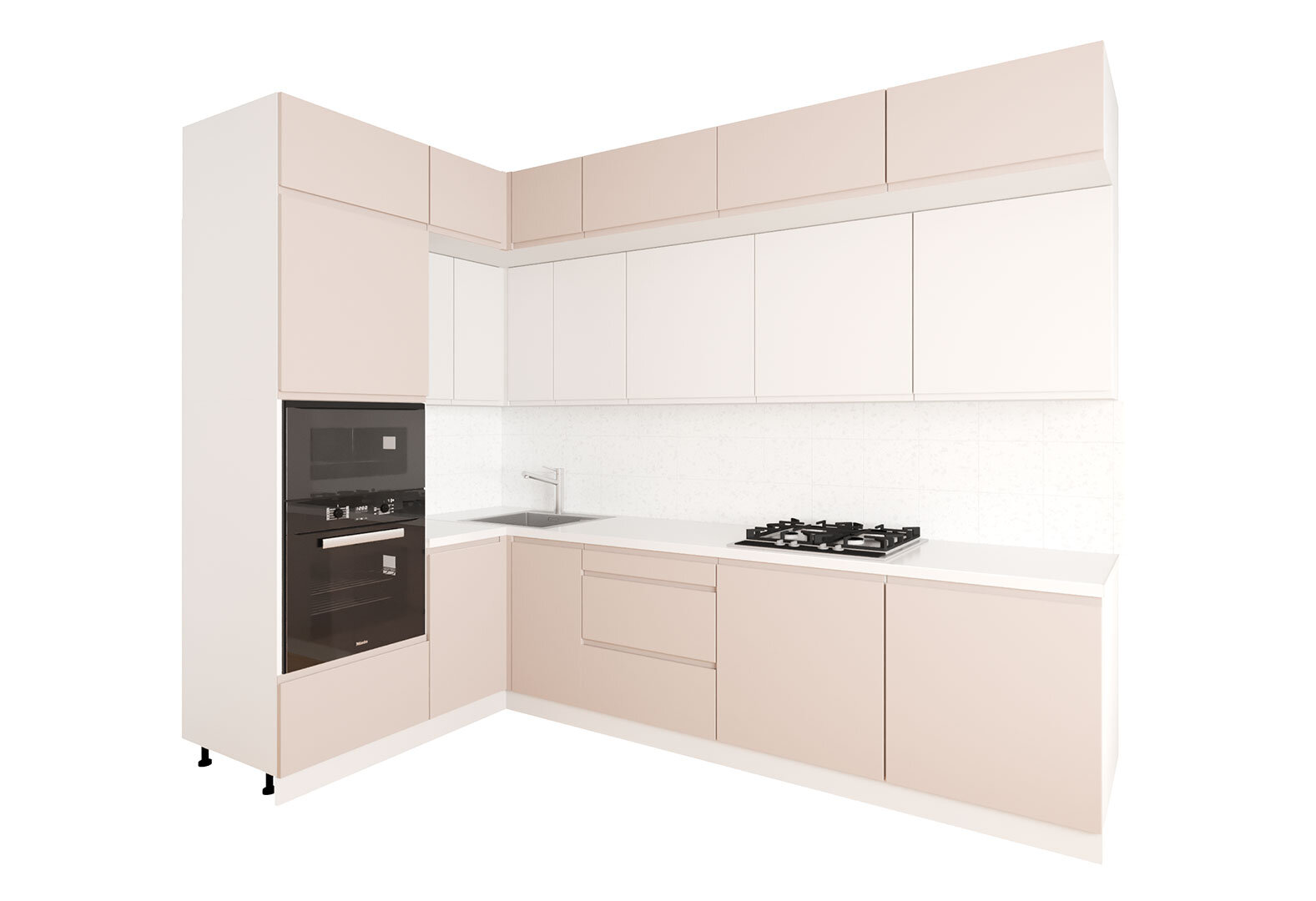 Фото 2 - Кухня угловая Вип-Мастер Интерно Люкс / Interno Luxe 160х280 см, беж мат / белый мат