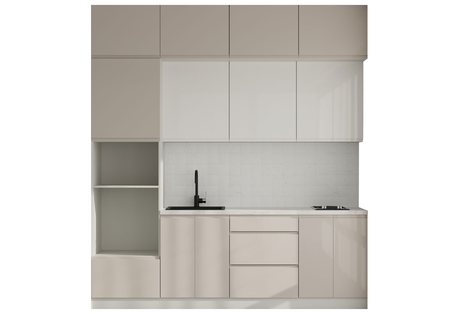 Фото 3 - Кухня VIP-master Интерно Глянец Люкс/ Interno Gloss Luxe 2.4 м, беж глянец / молочный глянец