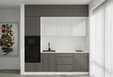 Image Кухня VIP-master Інтерно Глянець Люкс/ Interno Gloss Luxe 2.4 м, білий / темно сірий глянець, білий глянець