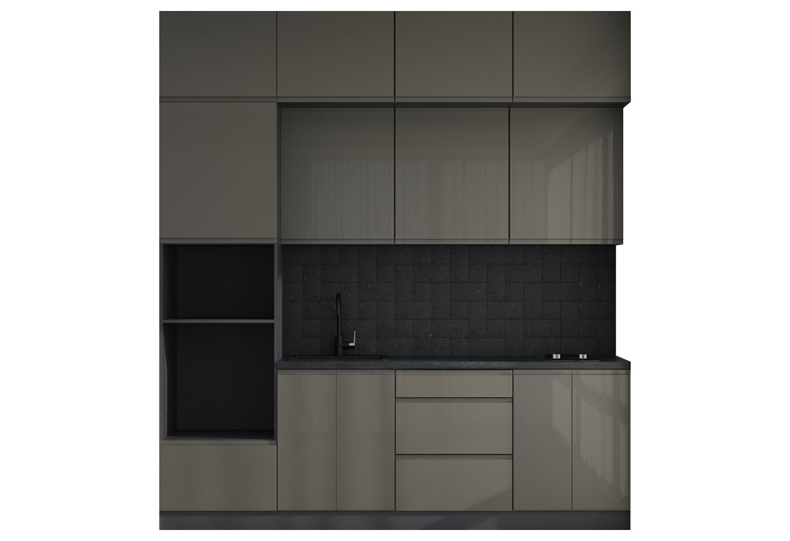 Фото 3 - Кухня VIP-master Інтерно Глянець Люкс/ Interno Gloss Luxe 2.4 м, антрацит / темно сірий глянець