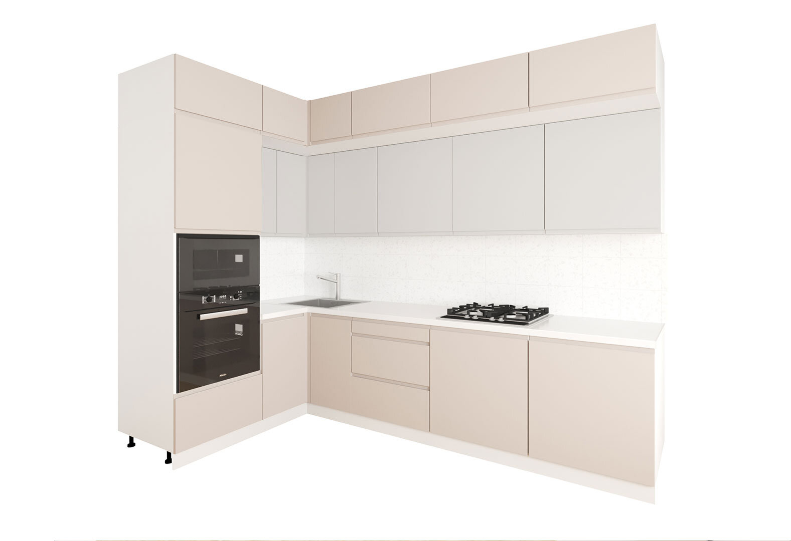 Фото 2 - Кухня угловая Вип-Мастер Интерно Люкс / Interno Luxe 160х280 см, беж мат / молочный