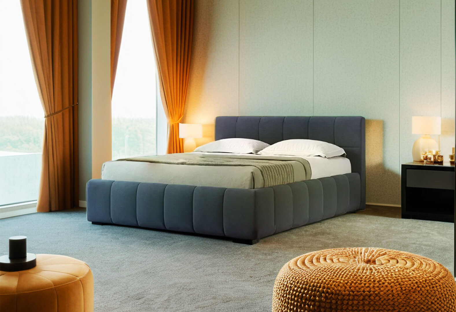 Фото 2 - Кровать-подиум МироМарк Тони 160x200, синяя