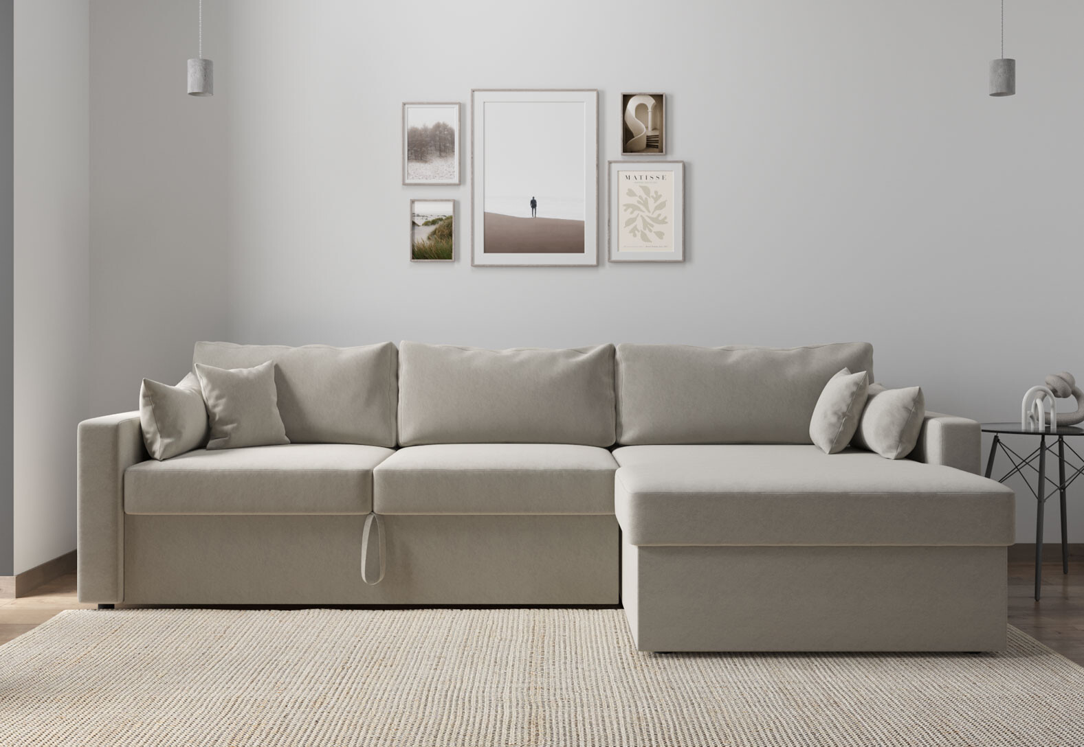 Фото 3 - Мягкий уголок Вика Титан Люкс 293x172 см,светло-бежевый (Steam 4, задняя спинка в основной ткани)