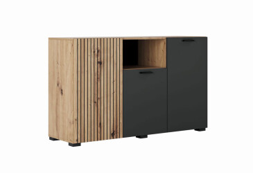 Фото Комод Svit Mebliv Зара 135 см с полкой и дверками, дуб артизан / антрацит