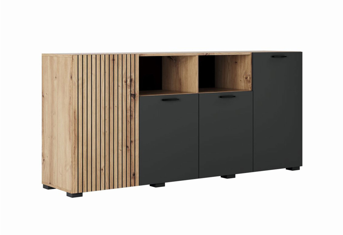 Фото Комод Світ Меблів Зара 180 см з полицями та дверцятами, дуб артизан / антрацит