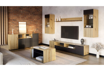 Фото Гостиная Зара Svit Mebliv с комодом 4Д и журнальным столиком, дуб артизан / антрацит