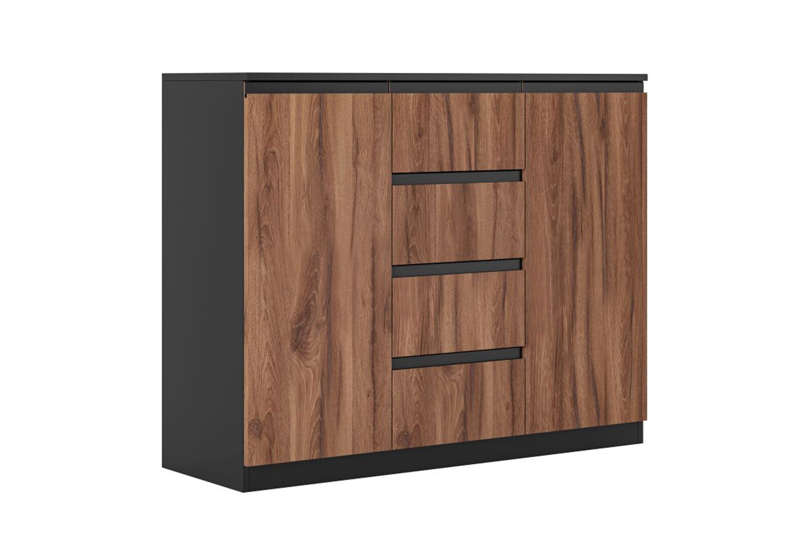 Фото 3 - Комод Світ Меблів Фріда з 2 дверками і 4 шухлядами 120 см, чорний / дуб ліворно