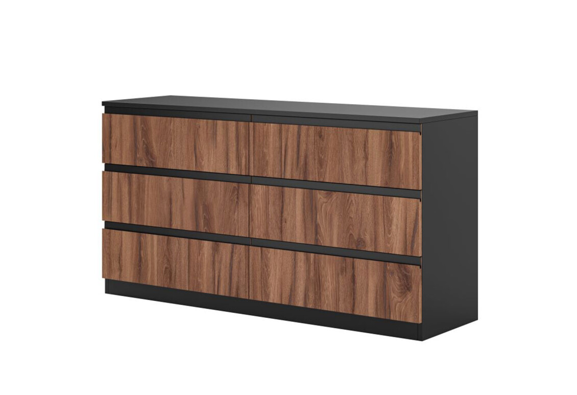 Фото Комод Світ Меблів Фріда з 6 шухлядами 140 см, чорний / дуб ліворно
