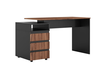 Фото Стол Svit Mebliv Фрида с 3 ящиками и полкой 140 см, чёрный / дуб ливорно