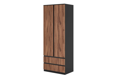 Фото Шафа Світ Меблів Фріда дводверна з 2 шухлядами 80 см, чорний / дуб ліворно