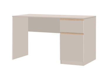 Фото Стол Svit Mebliv Фрида с ящиком и тумбой 128 см, тоффи / дуб сонома