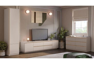 Фото Гостиная Svit Mebliv Фрида с комодом, тоффи / дуб сонома