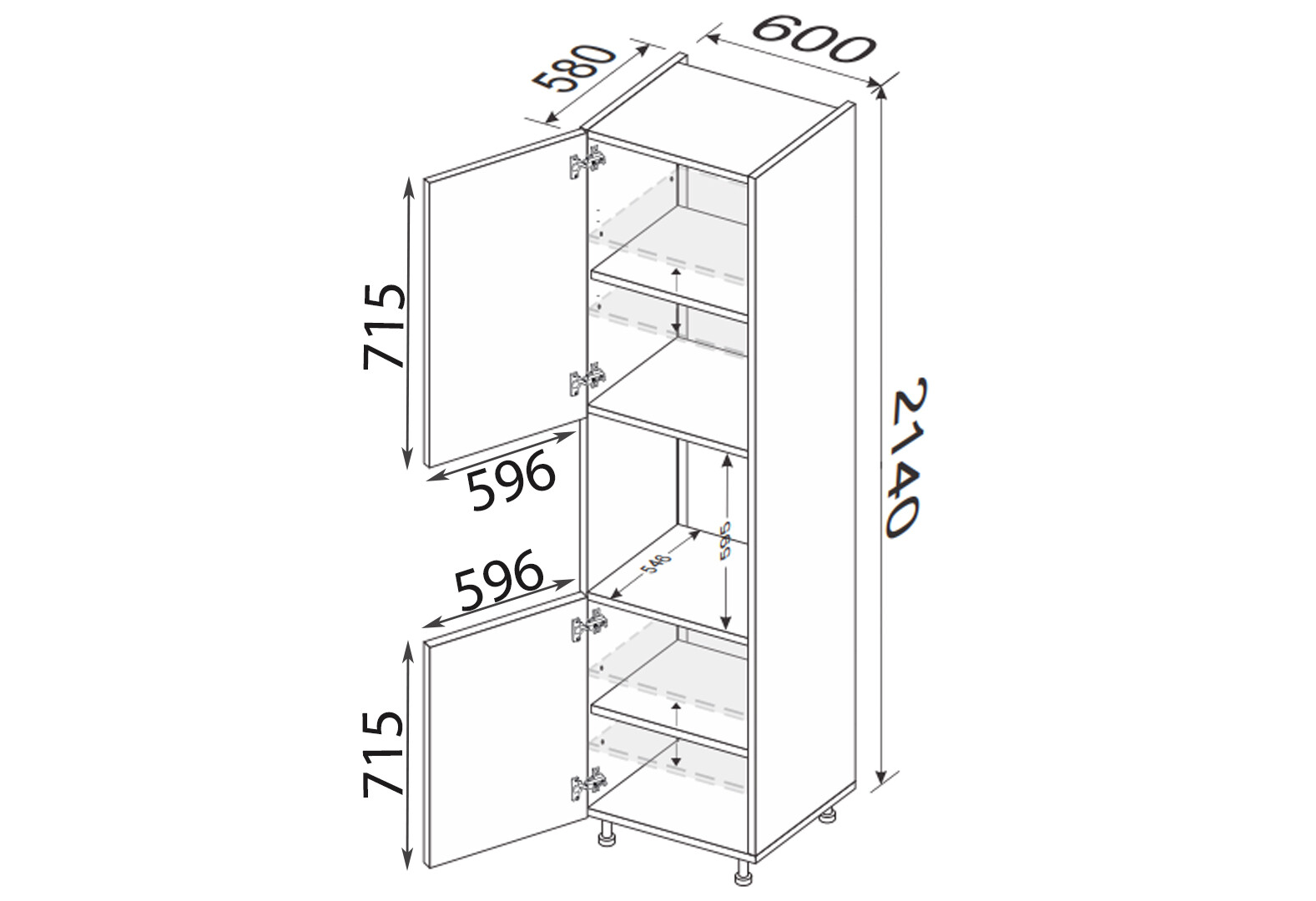 Фото 2 - Пенал 60ПД/2140 духовка Мэри / Mary МироМарк