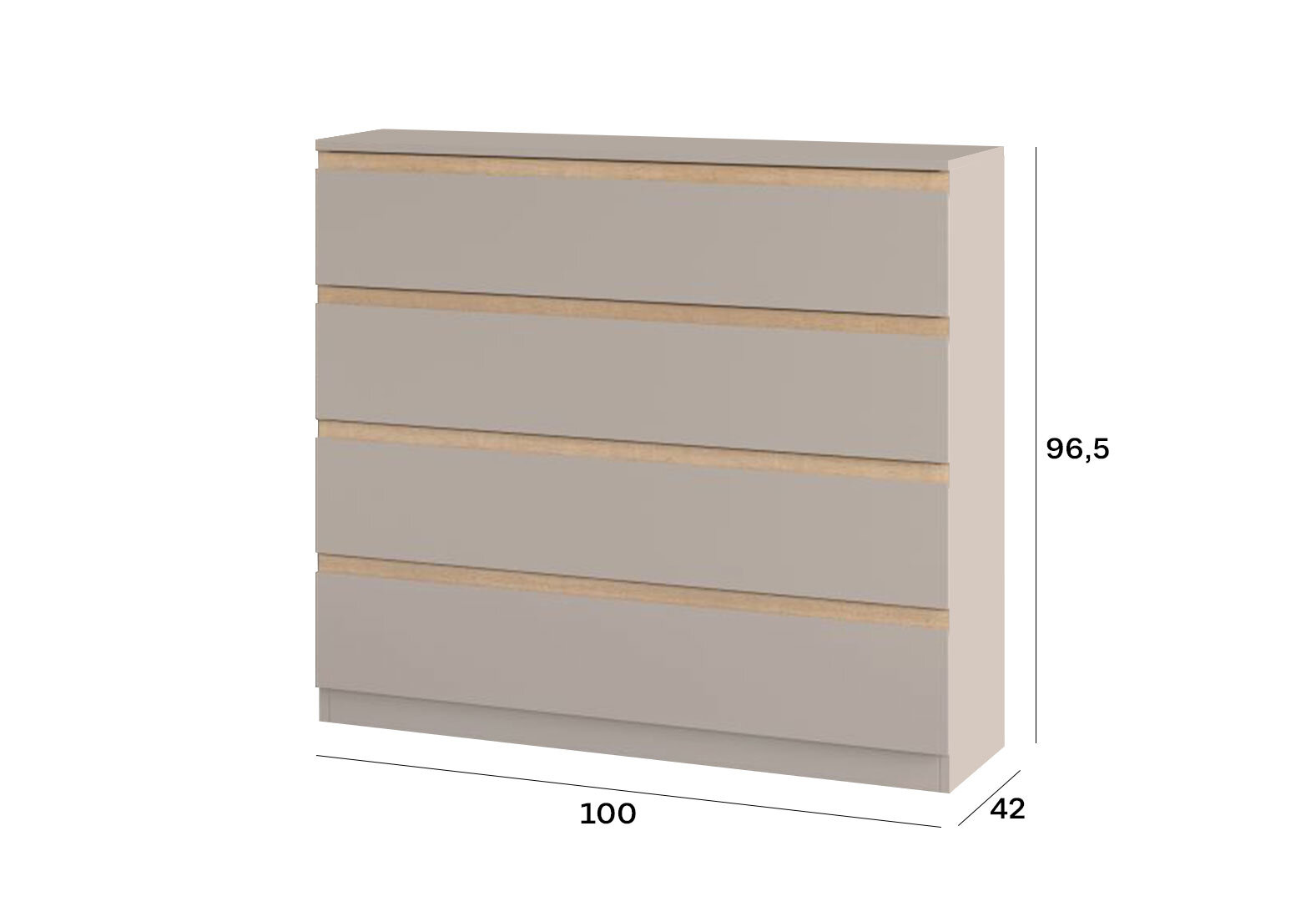 Фото 4 - Комод Svit Mebliv Фрида с 4 ящиками 100 см, тоффи / дуб сонома