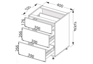 Фото Низ 40Н3ШХ/820 Pro Hettich