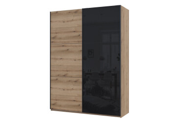 Фото Шкаф-купе Doros G-Caiser / Джи-Кейзер 2-дверный со стеклом 180 см, дуб эвок / чёрный
