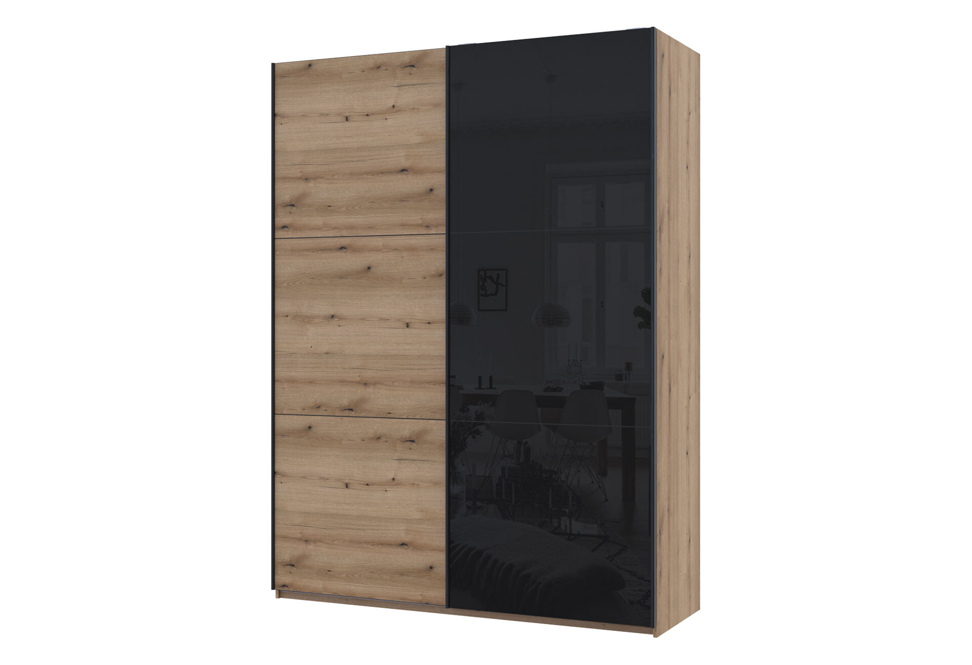 Фото 1 - Шкаф-купе Doros G-Caiser / Джи-Кейзер 2-дверный со стеклом 180 см, дуб эвок / чёрный