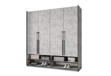 Фото Шафа Moreli Ramo / Рамо R-0008 4-дверна зі штангами та полицями 196,8 см, бетон