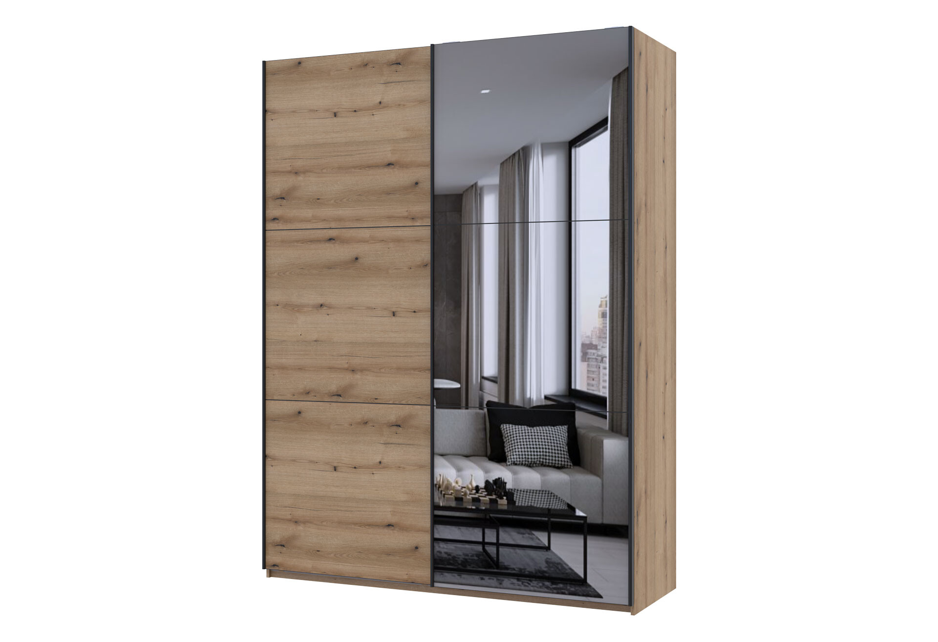 Фото 1 - Шкаф-купе Doros G-Caiser / Джи-Кейзер 2-дверный с зеркалом 180 см, дуб эвок