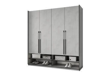 Фото Шафа Moreli Ramo / Рамо R-0009 4-дверна зі штангою зліва та полицями 196,8 см, бетон тефра