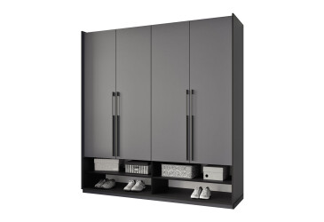 Фото Шафа Moreli Ramo / Рамо R-0010 4-дверна зі штангою справа та полицями 196,8 см, антрацит