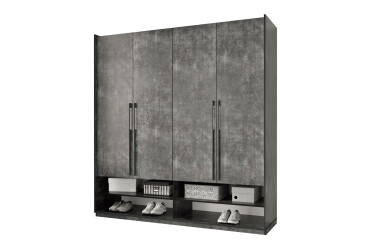 Фото Шафа Moreli Ramo / Рамо R-0010 4-дверна зі штангою справа та полицями 196,8 см, бетон темний