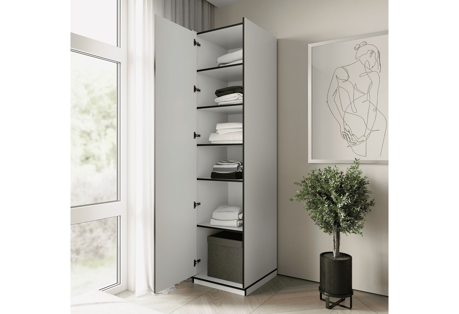 Фото 3 - Пенал Moreli Ramo / Рамо R-0011 с полками 51,8 см, белый