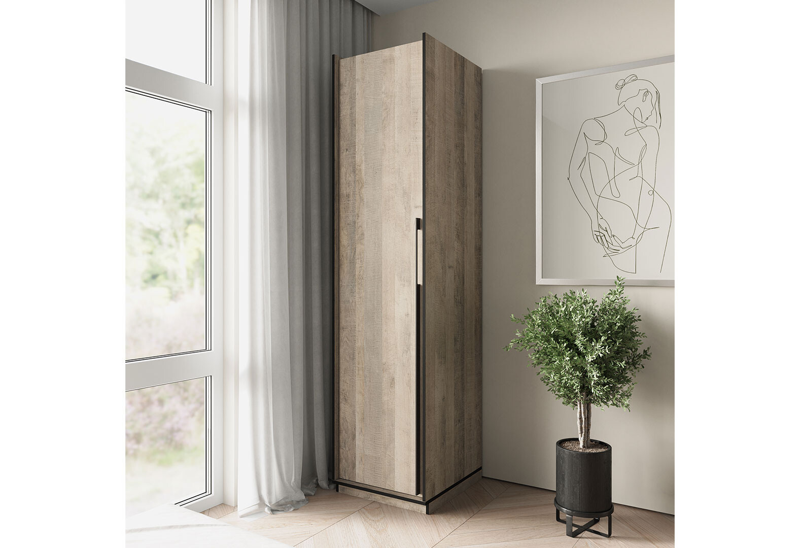 Фото 2 - Пенал Moreli Ramo / Рамо R-0011 з полицями 51,8 см, дуб гранж пісочний