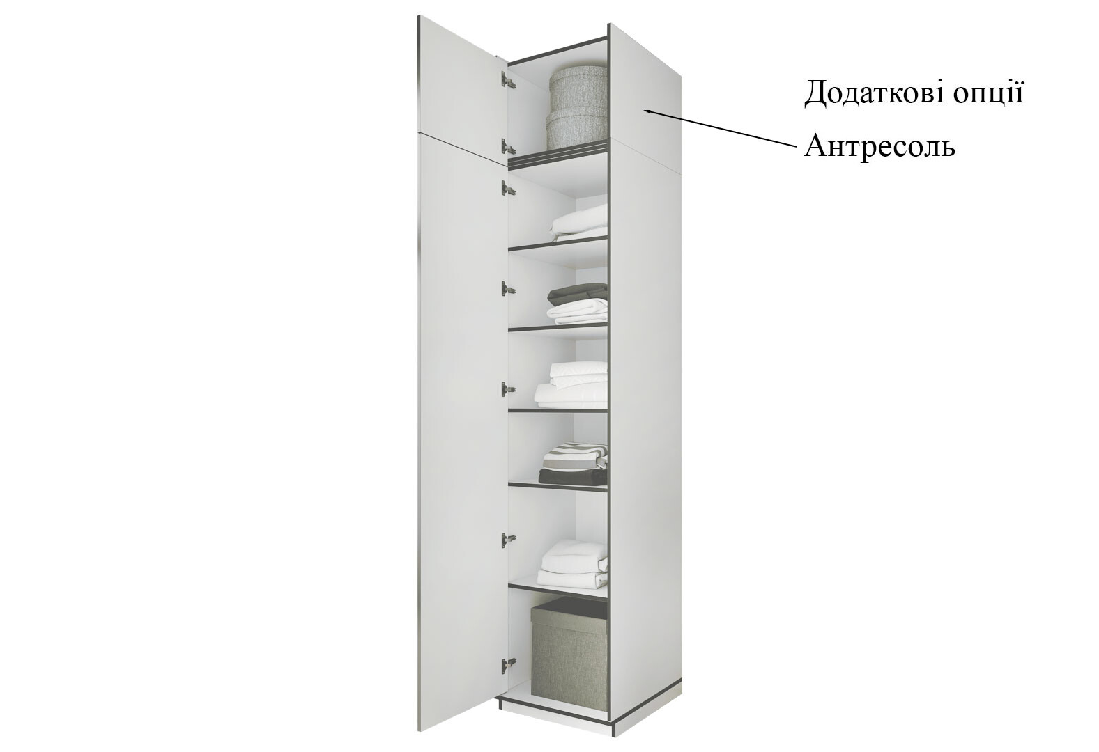 Фото 5 - Пенал Moreli Ramo / Рамо R-0011 з полицями 51,8 см, дуб гранж пісочний