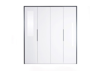 Фото Шкаф 4дв без зеркал Белый глянец / Мат антрацит