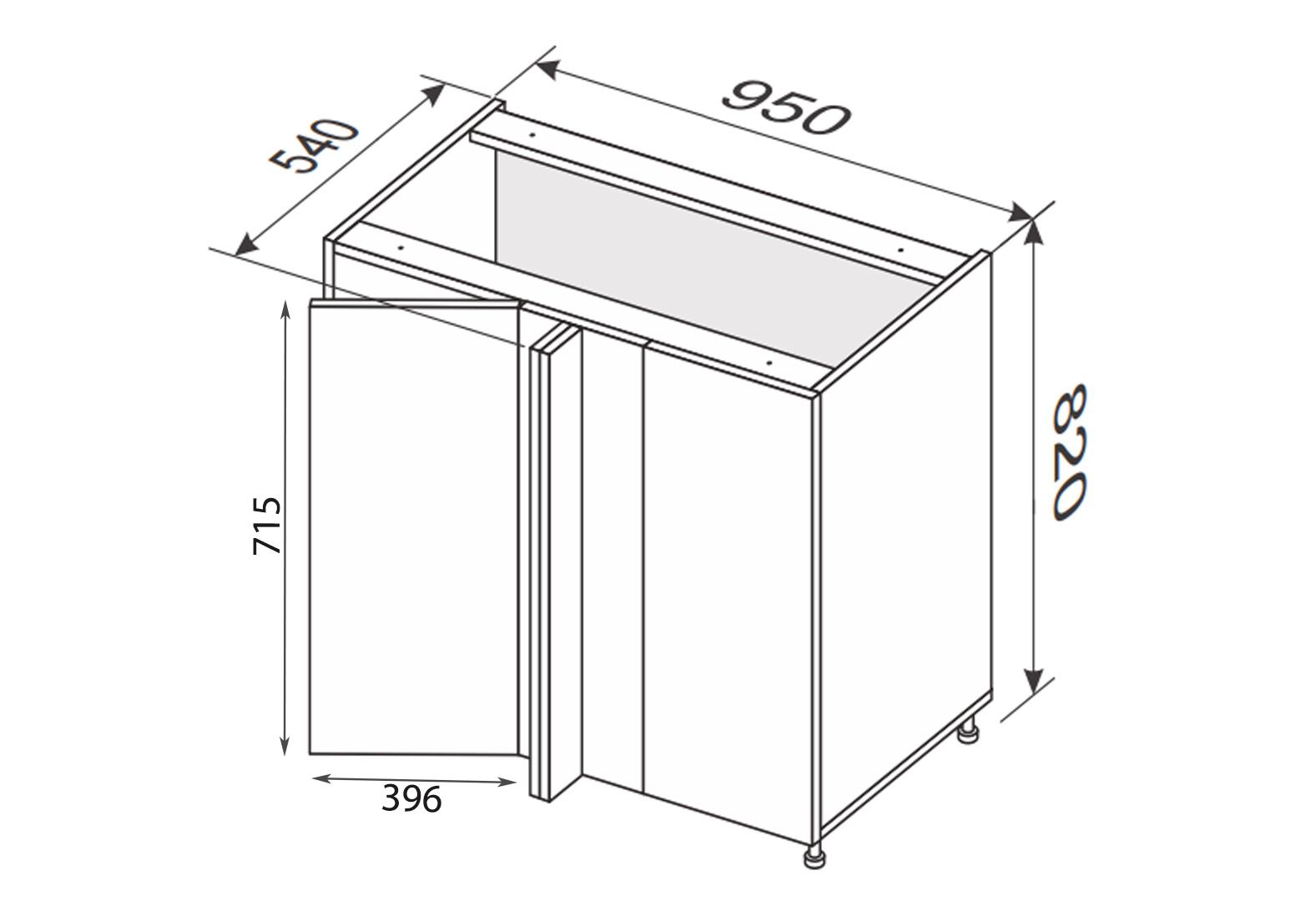 Фото 2 - Низ угол Н 90°/820x1000x600 1дв Лео / Leo МироМарк