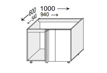 Фото Корпус УголН 90° 1дв 1000х600 Pro Blum 820мм