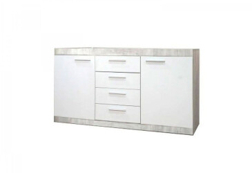 Фото Комод ВМК Кетлин KOM2D4S с 2 дверцами и 4 ящиками 119 см, бетон / нимфеа альба