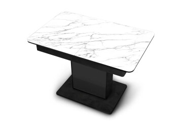 Фото Стол кухонный Jam Бостон Т раскладной, 140/180 см, бетон черный / бриллиант