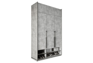 Фото Шафа Moreli Ramo / Рамо R-0005 3-дверна з полицями та антресоллю 148,4 см, бетон